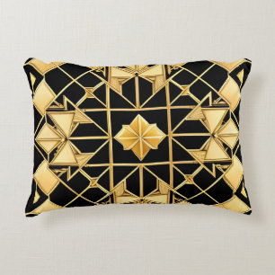 Elegant Gouden Geometrisch Patroonontwerp Accent Kussen