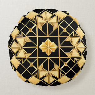 Elegant Gouden Geometrisch Patroonontwerp Rond Kussen