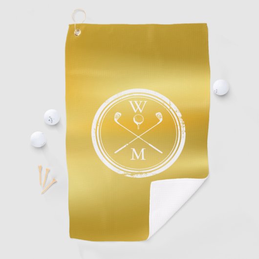 Elegant gouden gepersonaliseerde monogram Initiale Golfhanddoek (Insitu)