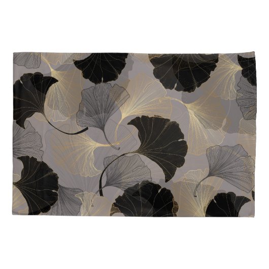 Elegant gouden Ginkgo,  achtergrond. Kussensloop (Achterkant)