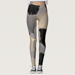 Elegant gouden Ginkgo, achtergrond. Leggings