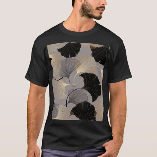Elegant gouden Ginkgo,  achtergrond. T-shirt (Voorkant)