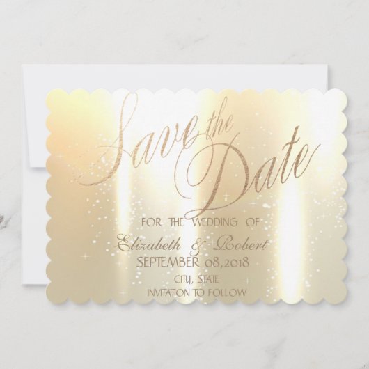 Elegant gouden glanzende save the date (Voorkant)