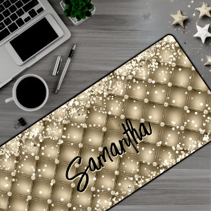 Elegant gouden glinsterende glitter monogram bureaumat
