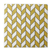 Elegant Gouden Glitter Heringbone Chevron Patroon Tegeltje (Voorkant)