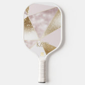 Elegant Gouden Glitter Roze Personaliseer Officiël Pickleball Paddle (Achterkant)