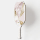 Elegant Gouden Glitter Roze Personaliseer Officiël Pickleball Paddle (Links)