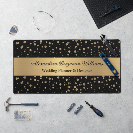Elegant Gouden Glitter Sparkle Zwart Stijlvol Bureaumat (Werkstation)