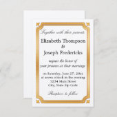 Elegant Gouden Grens Bruiloft Kaart (Voorkant / Achterkant)