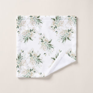 Elegant gouden groen gebladerte wit washandje