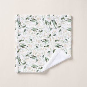 Elegant gouden groen gebladerte wit washandje