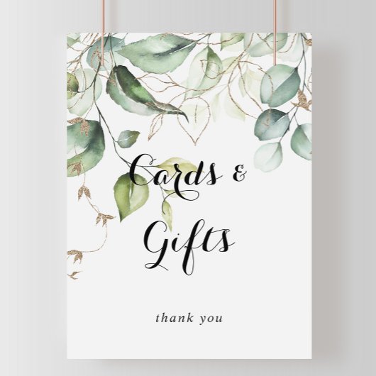 Elegant Gouden Groene Kaarten en Cadeaus Bord Poster
