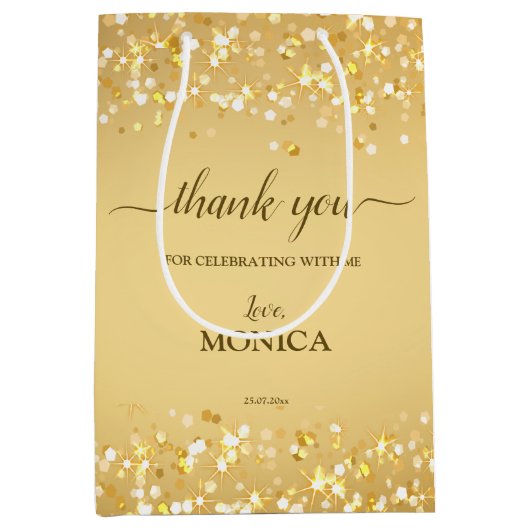 Elegant gouden gulden sparken minimalistisch medium cadeauzakje (Voorkant)