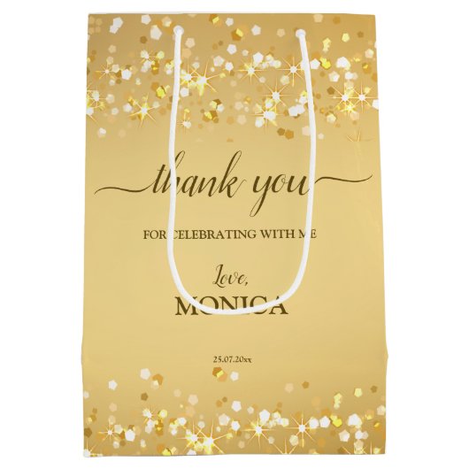 Elegant gouden gulden sparken minimalistisch medium cadeauzakje (Achterkant)