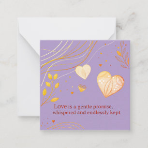 Elegant Gouden Hart Liefdeskunst Notitiekaartje
