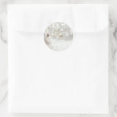 Elegant gouden hart, witte kerstbal ronde sticker (Tas)