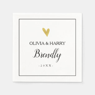 Elegant gouden hart   Witte Trouwpapier servet