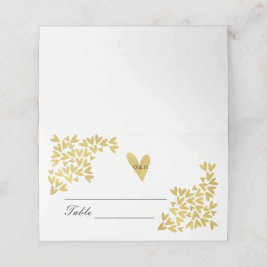 Elegant gouden hartpatroon | Trouwplaatskaarten (Buitenkant ongevouwen)