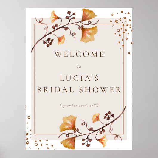 Elegant Gouden Herfstblad Bruiloft Feest Welkom Poster (Voorkant)