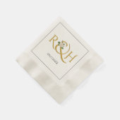 Elegant gouden initialen en ampersand, roos bruilo servet (Hoek)