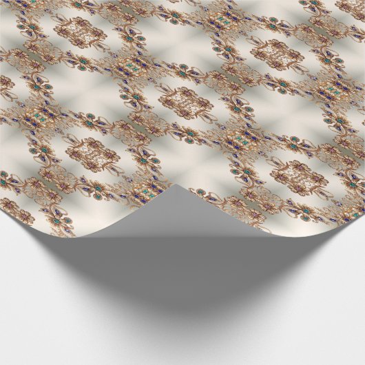 Elegant gouden juweel bloemen inpakpapier (Hoek)