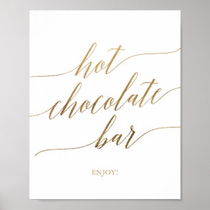 Elegant gouden kalligrafie bord voor hete chocolad poster
