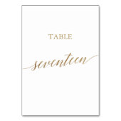 Elegant Gouden Kalligrafie Tafelnummer Zeventien (Achterkant)