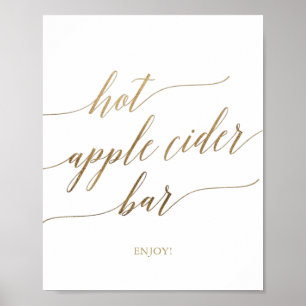 Elegant gouden kalligrafie warm appelcider bar bor poster