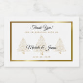 Elegant Gouden Kerstboom Winter Bruiloft Sparkling Wijnetiket (Enkel label)