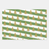 Elegant gouden kerstboompatroon gestript inpakpapier vel (Voorkant 2)