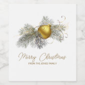 Elegant gouden Kerstmis Ornament Party Wijn Etiket (Enkel label)