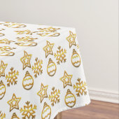 Elegant gouden kerstpatronen op wit tafelkleed (Voorbeeld)