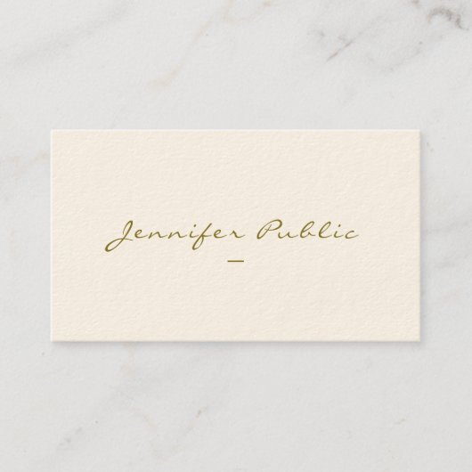 Elegant gouden kleurenscript Luxe Signature Cream Visitekaartje (Voorkant)