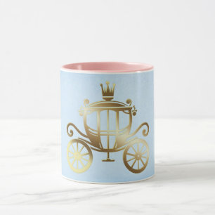 Elegant Gouden Koets Blauw Storybook Prinses Mok