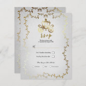 Elegant Gouden Koets Wit Storybook Bruiloft RSVP Kaart (Voorkant / Achterkant)