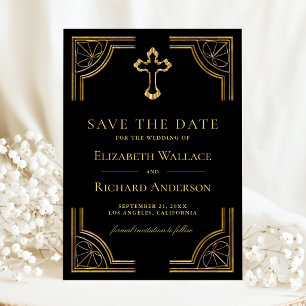 Elegant Gouden Kruis Christelijke Trouw Save The Date