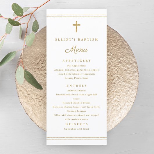 Elegant gouden kruis doopmenu programma