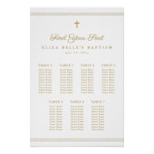 Elegant Gouden Kruis Religieuze Doop Zitkaart Perfect Poster (Voorkant)