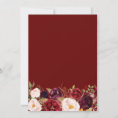 Elegant gouden lijst bordeaux bloemenbruiloft kaart (Achterkant)