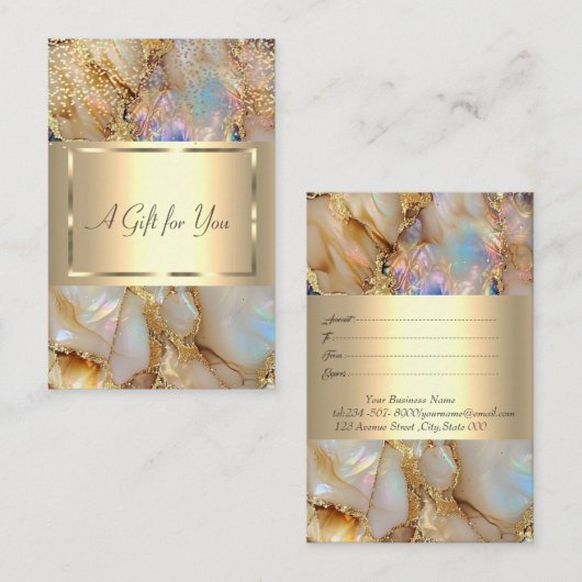 Elegant gouden Lijst, Confetti, kleurrijk marmer Kortingskaartje (Voorkant / Achterkant)