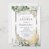 Elegant gouden Lijst, Eucalyptus Dress Vrijgezelle Kaart (Voorkant)