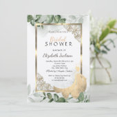 Elegant gouden Lijst, Eucalyptus Dress Vrijgezelle Kaart (Staand voorkant)