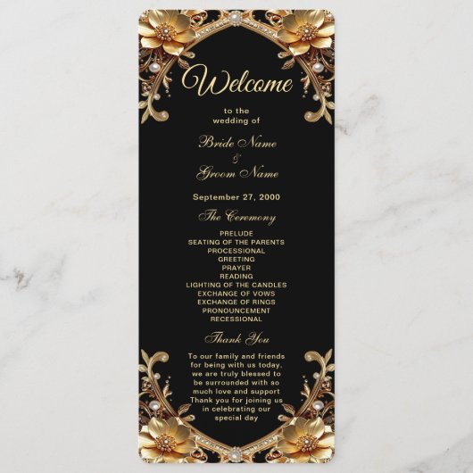 Elegant Gouden Lijst Huwelijksprogramma Programma (Voorkant)