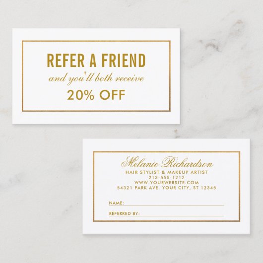 Elegant gouden Lijst verwijzing Visitekaartje (Voorkant / Achterkant)