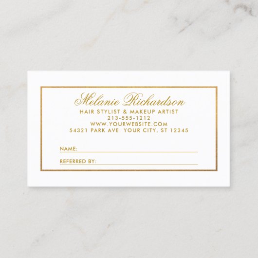 Elegant gouden Lijst verwijzing Visitekaartje (Achterkant)