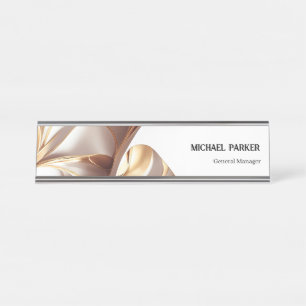 Elegant Gouden Lint Abstracte Aangepaste Kantoor B Bureau Naambordje