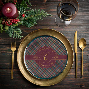 Elegant gouden monogram afgespeeld kerstvakantie papieren bordje