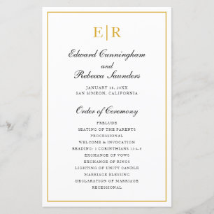 Elegant Gouden Monogram Formeel Huwelijksprogramma