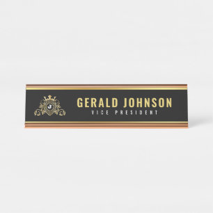 Elegant gouden monogram initiaal ontwerp bureau naambordje