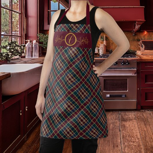 Elegant gouden monogram Plaid - Cranberry Blue Bla Schort